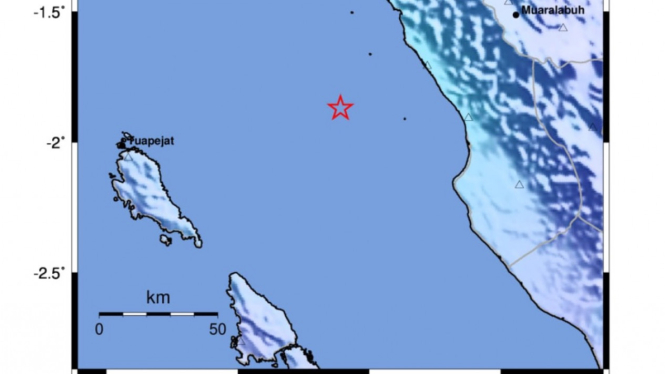 Peta Guncangan Gempa Pesisir Selatan