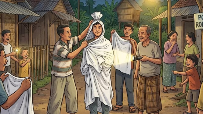 Ilustrasi teror pocong resahkan warga.