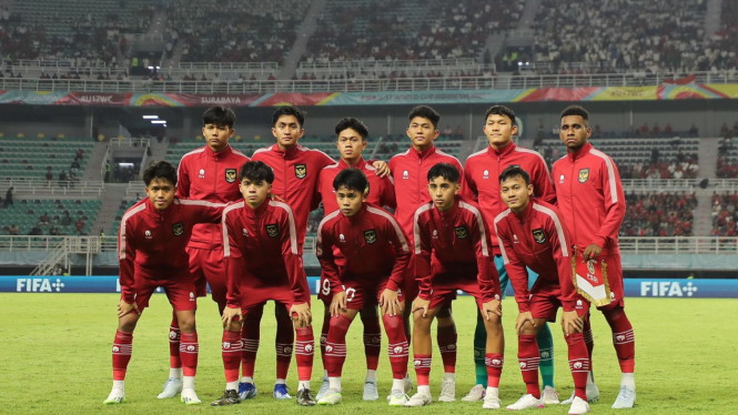 Squad Timnas Indonesia saat lawan Maroko