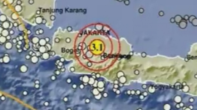 Titik pusat gempa bumi di Kabupaten Purwakarta
