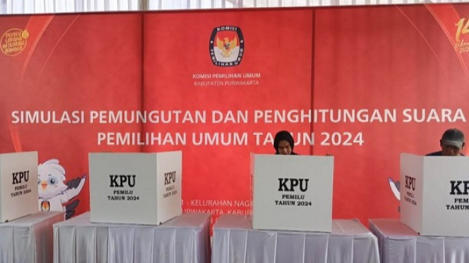 Simulasi Pemungutan Suara Pemilu 2024 di Kabupaten Purwakarta