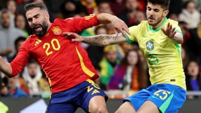 Hasil Spanyol vs Brasil di pertandingan persahabatan.
