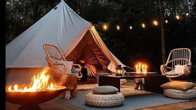 Ilustrasi glamping di Pangalengan Bandung