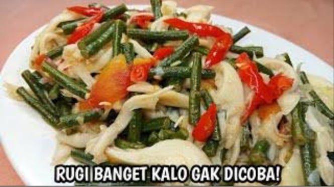 Tumis Kacang Panjang dan Jamur Pedas