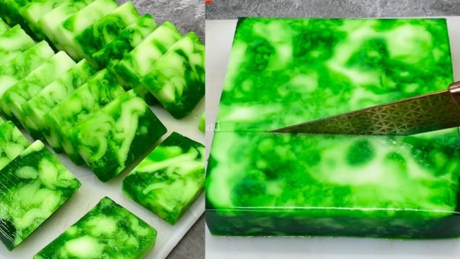 Puding santan pandan marmer