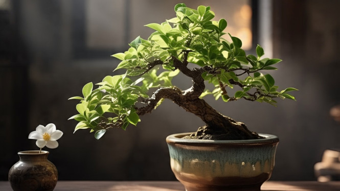Ilustrasi media tanam bonsai