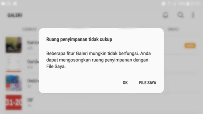 Notifikasi Memori HP Penuh