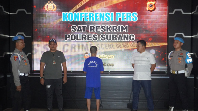Konferensi Pers kasus penipuan di Subang