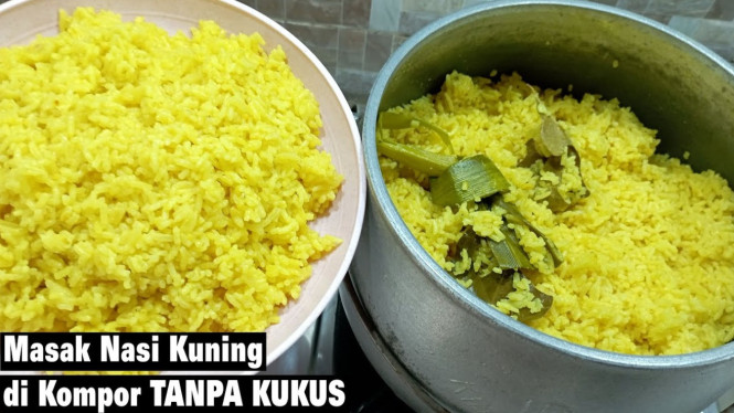 Nasi kuning tanpa kukus