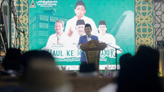 Mahfud MD saat mengisi acara haul Gus Dur. Mahfud MD saat mengisi acara haul Gus Dur.