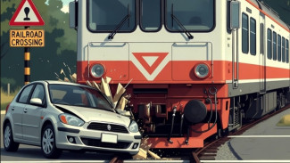 Viral Aksi Pengemudi Mazda CX-5 Tabrakan Lalu Kabur, Berujung Keserempet Kereta Api
