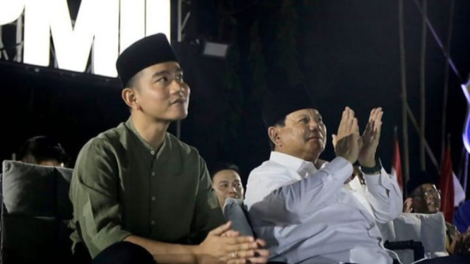 Prabowo dan Gibran saat acara PMII di Solo beberapa waktu lalu.