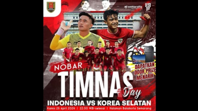 Nobar timnas indonesia U23 vs Korsel U23 di Semarang.