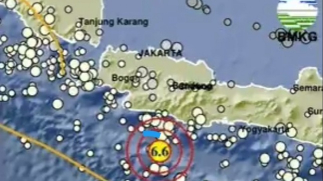 Grafik BMKG tunjukkan titik pusat Gempa Garut.