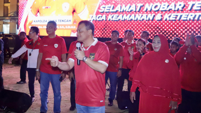 Suasana nobar di Polda Jateng.