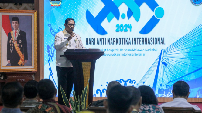 Pj Gubernur Jateng saat kegiatan Hari Anti Narkotika Internasional