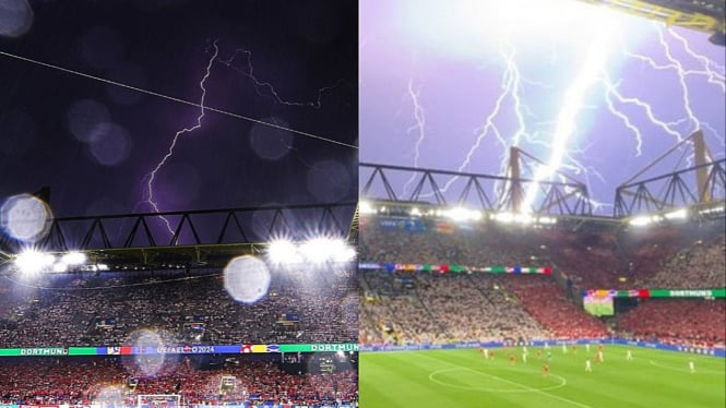 Badai petir di Stadion Signal Iduna Park di Euro 2024.