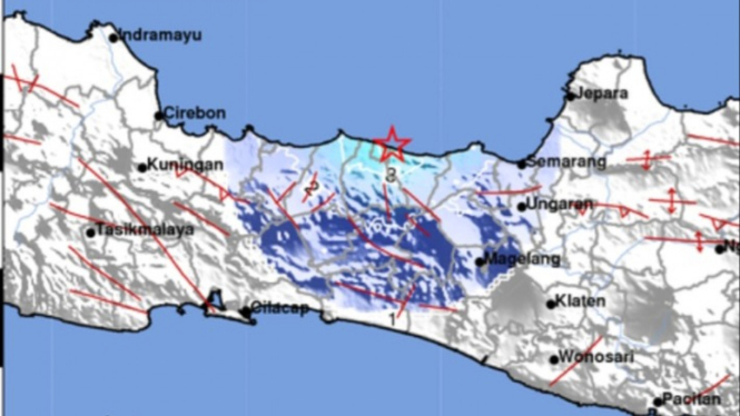 Peta Gempa Batang yang diunggah akun X BMKG.