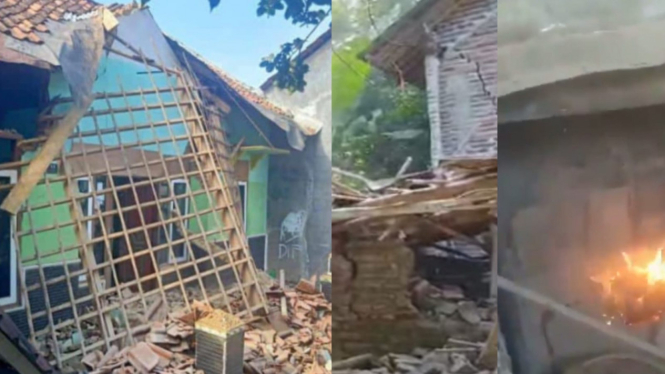 Rumah-rumah warga akibat Gempa Batang