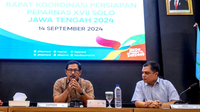 Pj Gubernur Jateng Nana Sudjana saat Rakor Perpanas 2024.