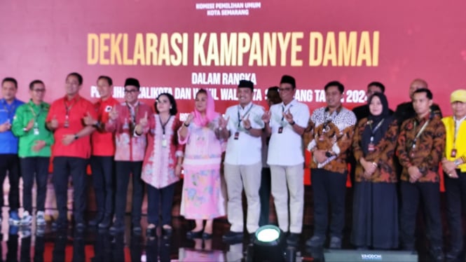 Deklarasi kampanye damai Pilwakot Semarang 2024.