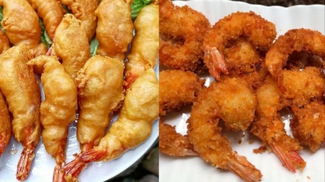 Ilustrasi kuliner udang goreng tepung krispi.