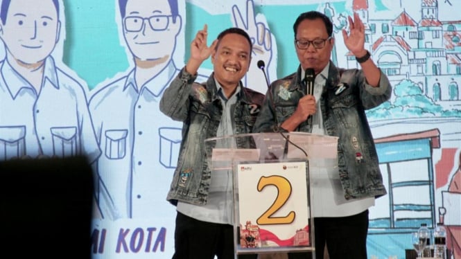 Yoyok Sekali dan Joko Santoso saat Debat Pilkada Kota Semarang.