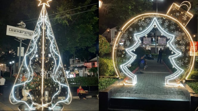 Pernak-pernik hiasan natal di Kota Semarang.