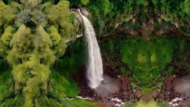 Air terjun Grojogan Sewu Tawangmangu dekat Solo.