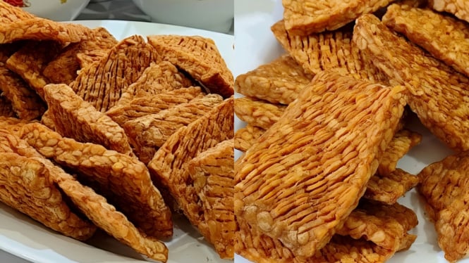 Tempe goreng garing mekar merekah.