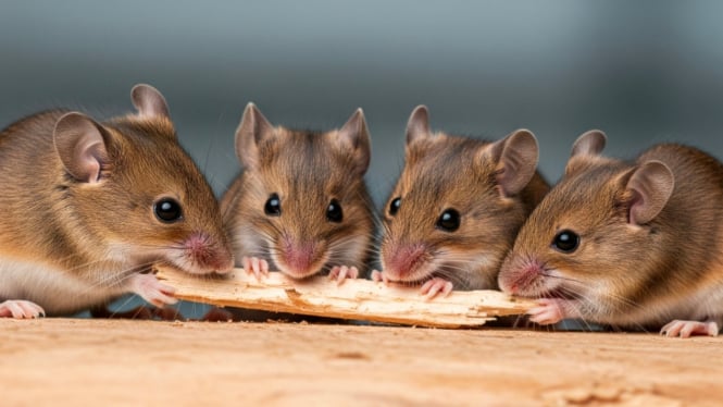Ilustrasi tikus sedang mengerat kayu.