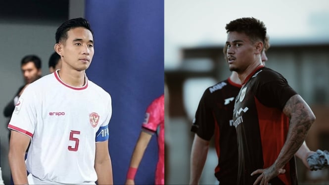 Rizky Ridho dan Mees Hilgers, dua bek Timnas Indonesia.