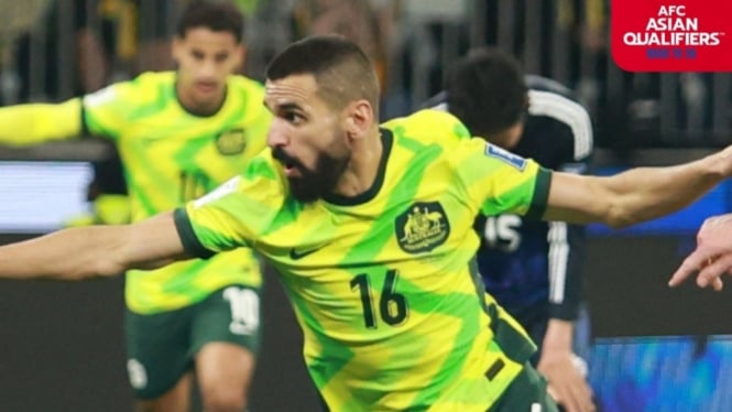 Australia rayakan kemenangan atas Jepang.