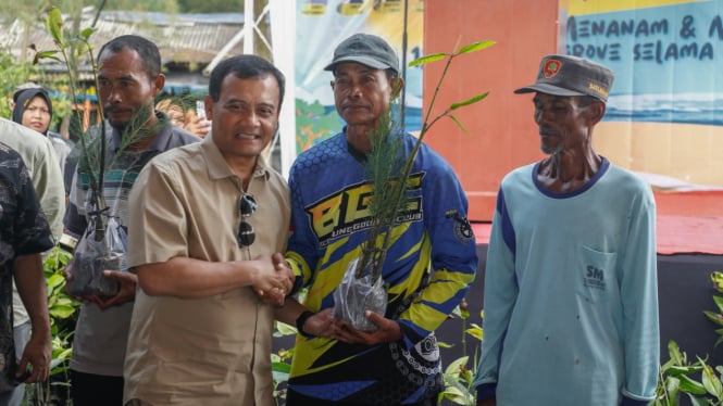 Gubernur Jateng serahkan bibit lahan mangrove ke petani.