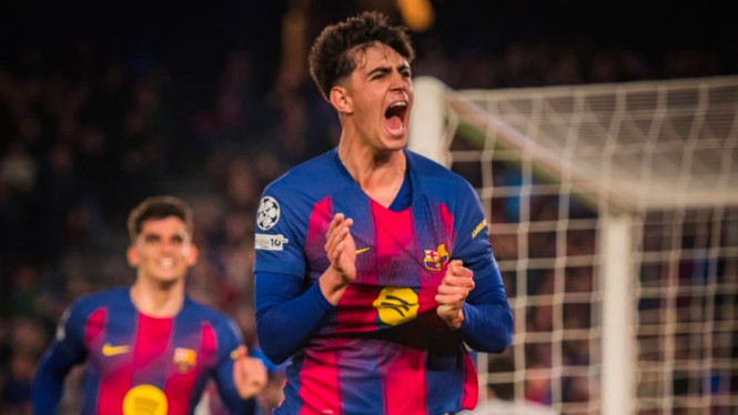 Pemain Barcelona rayakan kemenangan atas Newcastle.