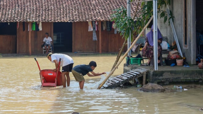 Banjir di Demak akibat luapan Sungai Tuntang.