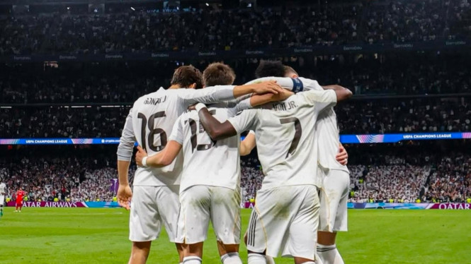 Pemain Real Madrid di Santiago Bernabeu.