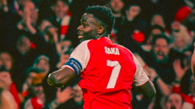 Bukayo Saka mencetak gol kemenangan Arsenal melawan Atletico Madrid di babak semifinal Liga Champions.
