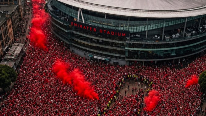 Arsenal merayakan gelar juara Liga Inggris Premier League 2026.