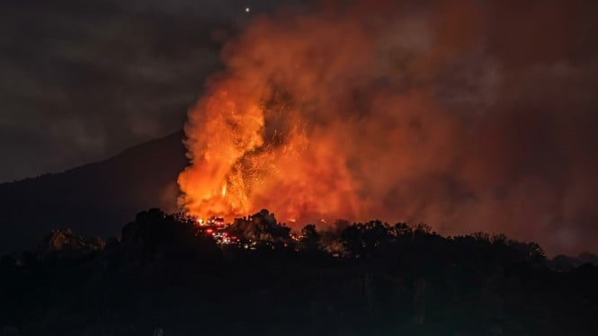 Kebakaran melanda Gunung Lawu.
