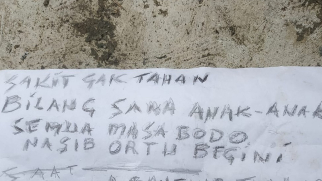 Sepenggal surat lansia yang gantung diri di Depok