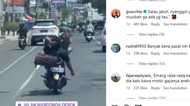 Aksi viral pemotor di Margonda Depok