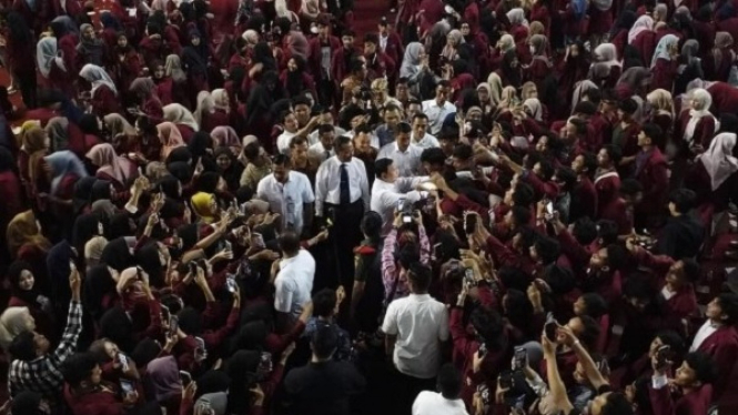 Ketum Gerindra Prabowo saat menghadiri kuliah umum
