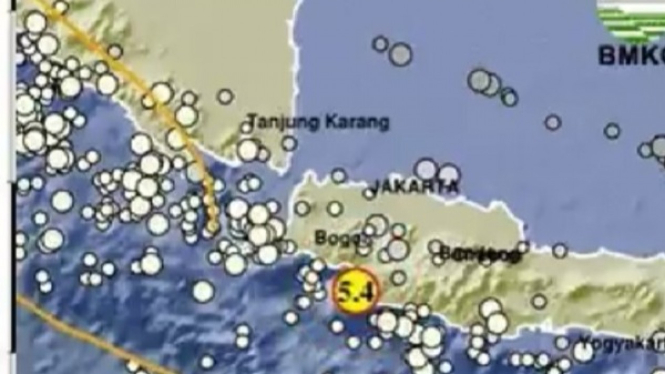 Penampakan gempa di Sukabumi