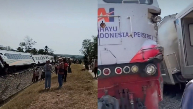 Kondisi kecelakaan kereta api di Kulon Progo