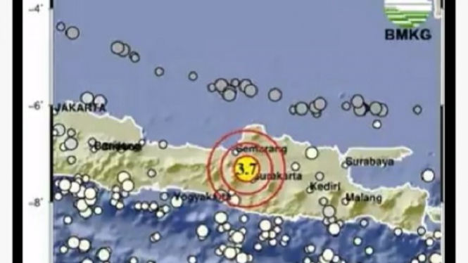 BMKG laporkan titik gempa di Jawa Tengah