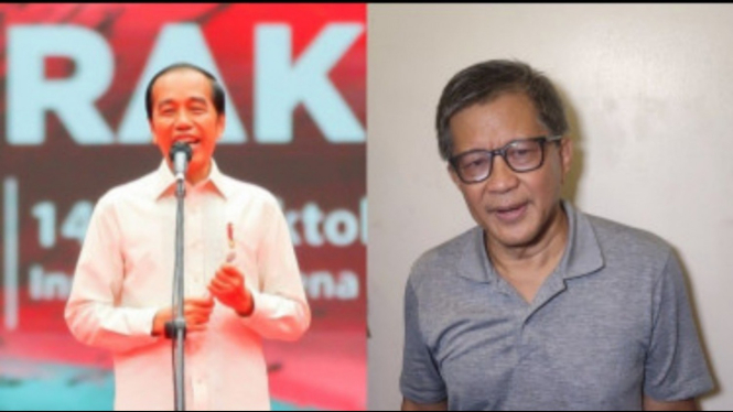 Kolase foto rocky gerung dan jokowi