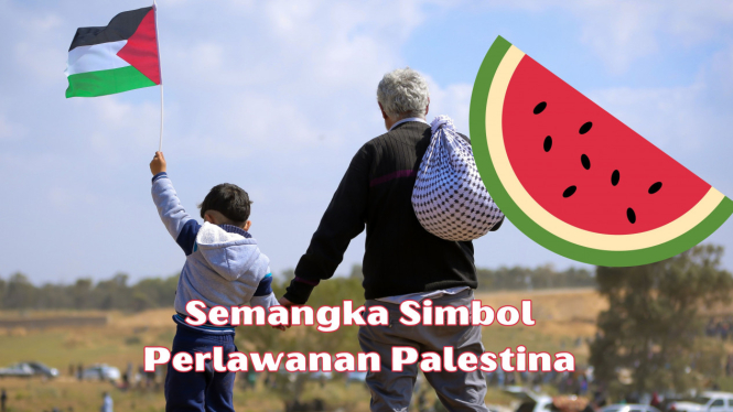 Ilustrasi simbol semangka dan bendera Palestina