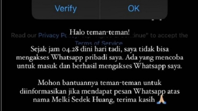 Akun WhastApp Ketua BEM UI Melki Sedek Huang