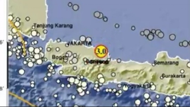 Posisi gempa di Indramayu